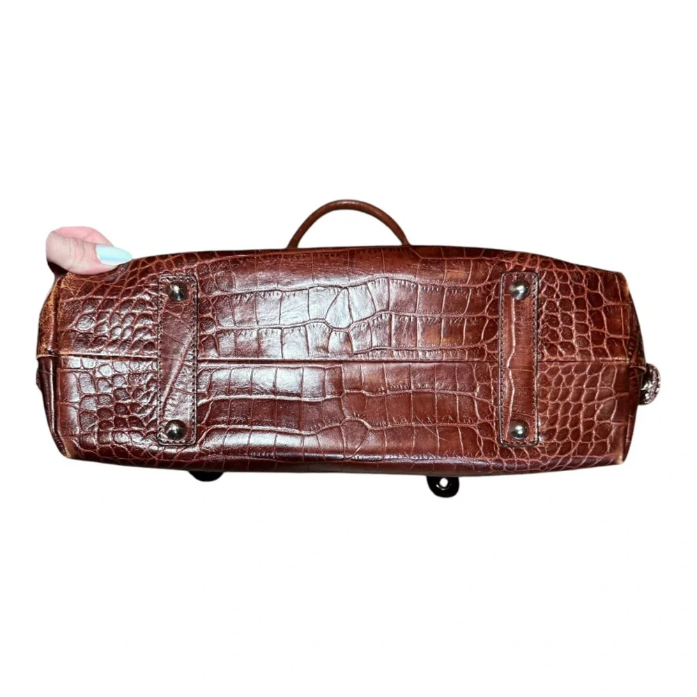 NORDSTROM Elegant Brown Crocodile-Embossed Leather Handbag